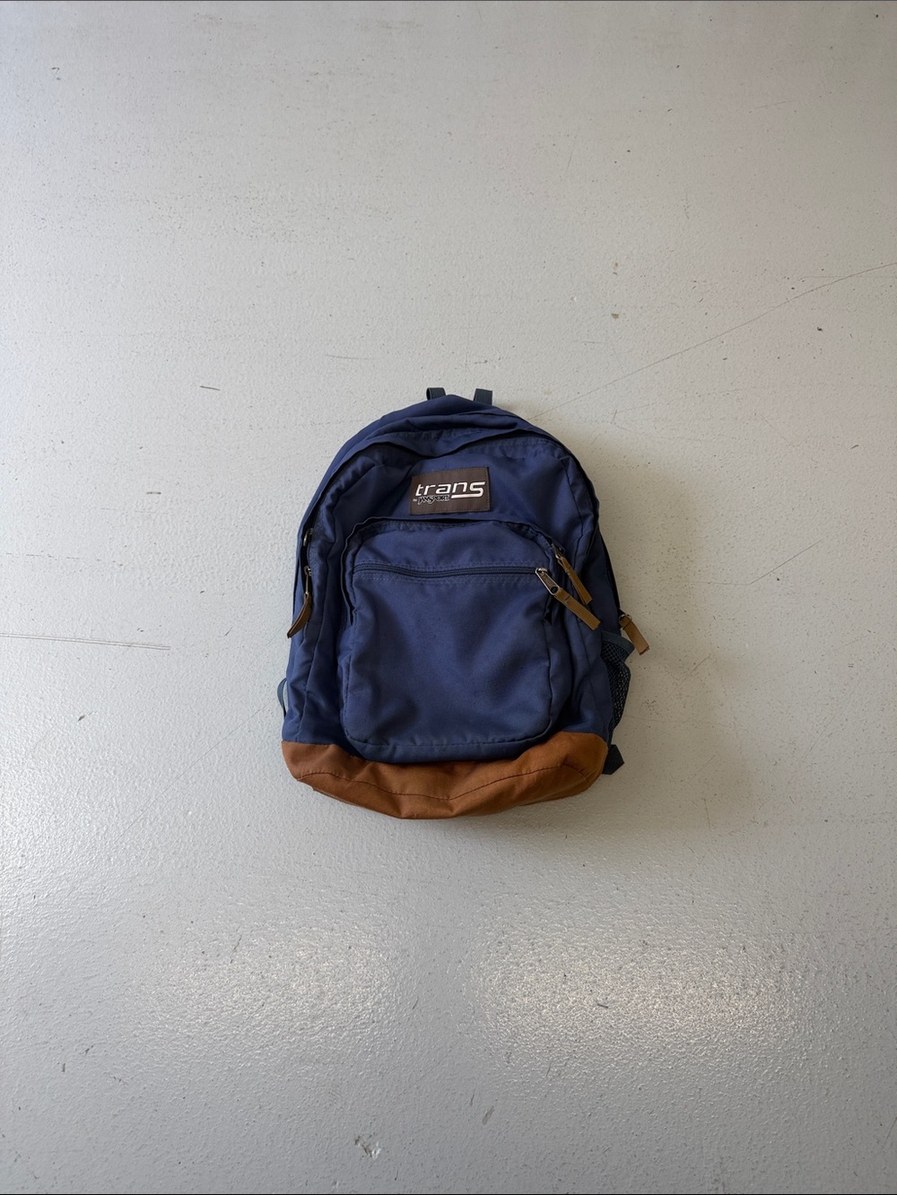 Jansport Navy and Brown Backpack with Front Pocket